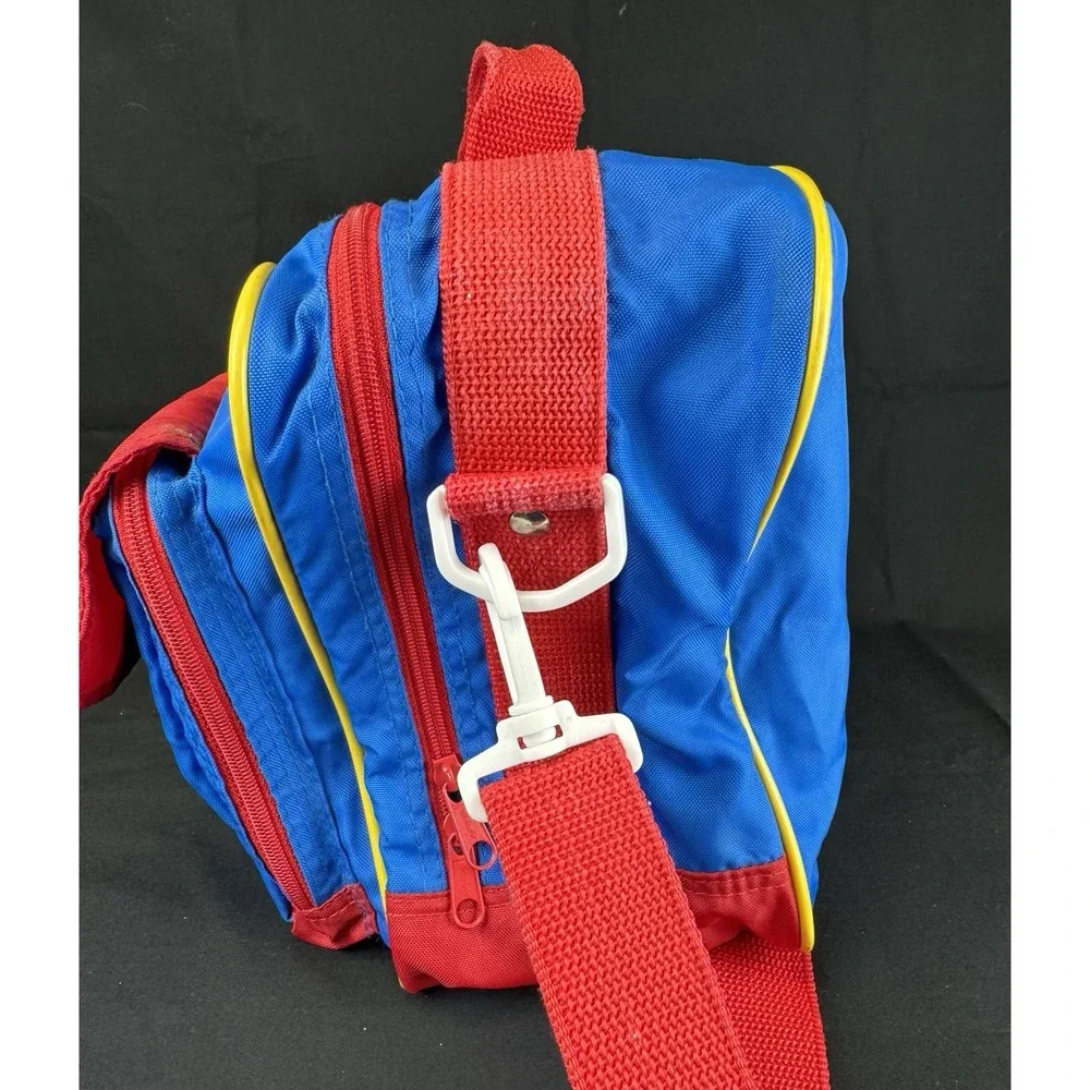 Vintage 90s Oshkosh Red Blue Yellow Primary Childs Messenger Diaper Carry-on Bag